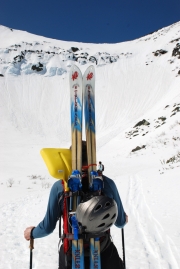 Tuckerman Ravine skiier