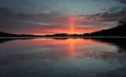 Squam Lake sunrise beam