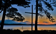 Church Island with a paddle boarder in the distance