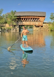 Paddleboarding at Squam River Covered Bridge