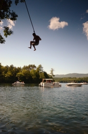 Rope swing at Squam Lake